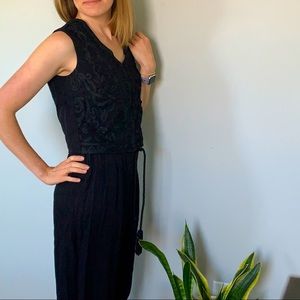 Vintage NWT 90’s Black Vest Jumpsuit • Small